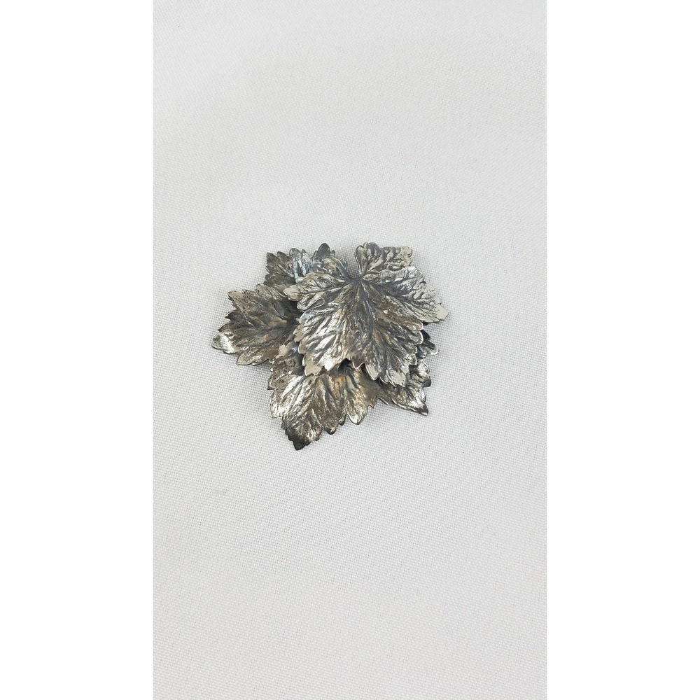 Vintage Napier brooch pin silver tone leaves signed jewelry